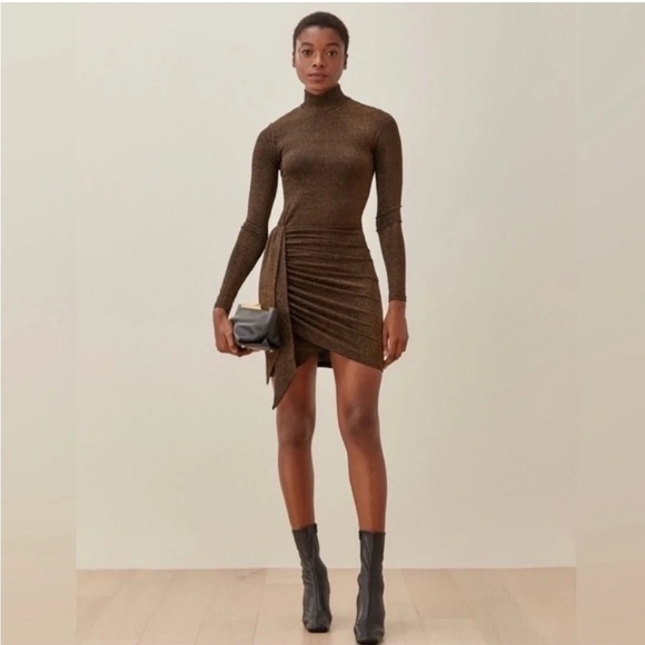 Reformation Paprika Long Sleeve Asymmetric Mini Dress - Picture 1 of 8